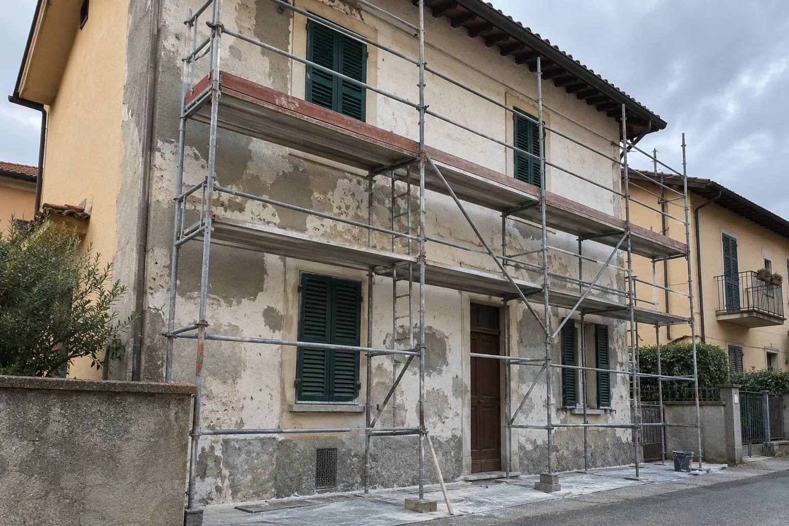 Facciata con intonaco da ripristinare